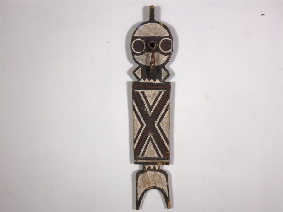 Hand Carved Hand Painted African Sculpture Wall Hanging 8W X 39H [Photo 5]