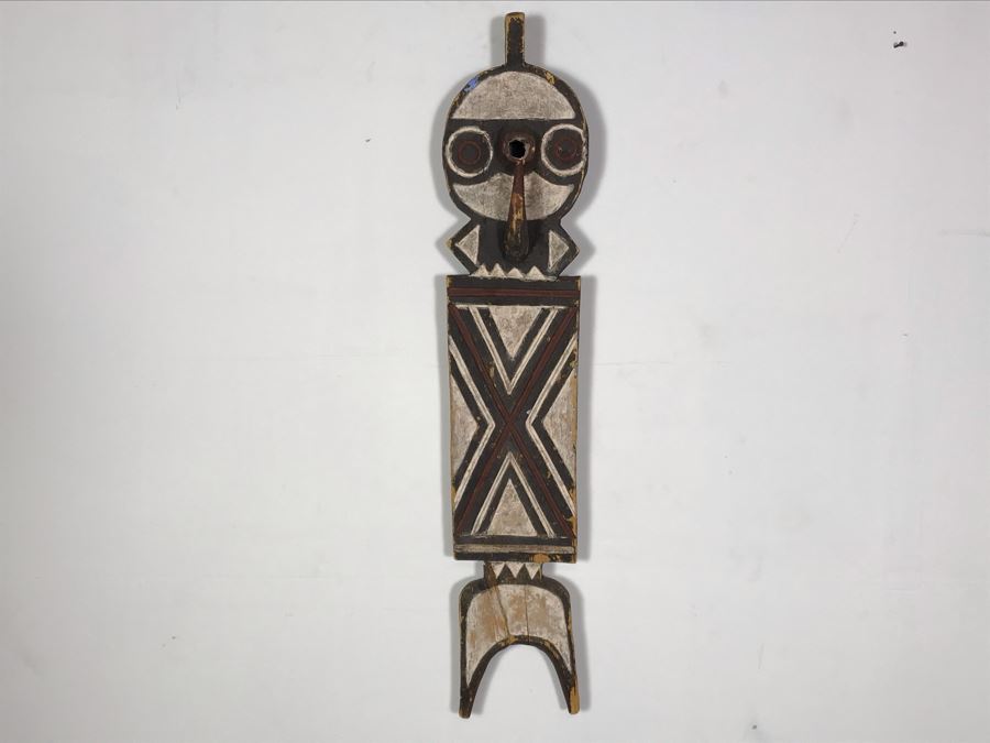 Hand Carved Hand Painted African Sculpture Wall Hanging 8W X 39H [Photo 1]