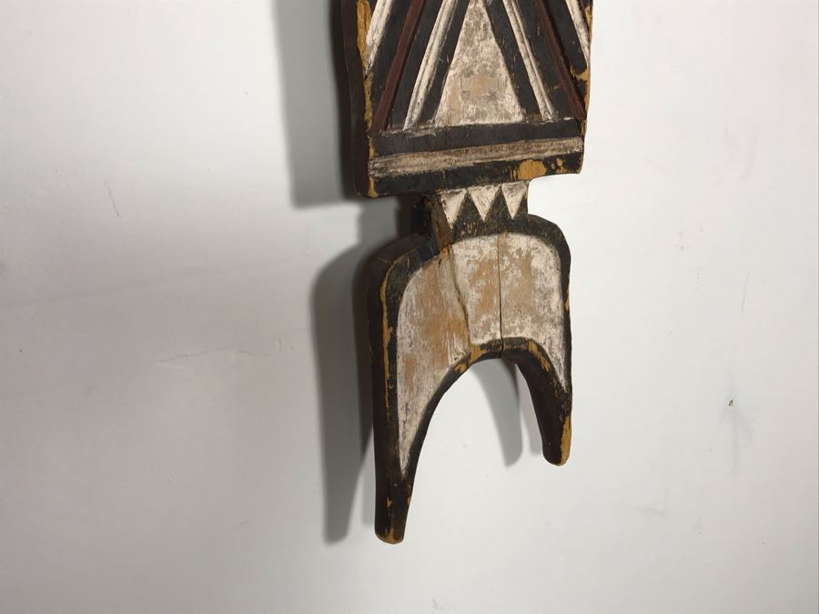 Hand Carved Hand Painted African Sculpture Wall Hanging 8W X 39H [Photo 10]