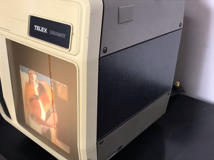 Telex Caramate Slide Projector Cat No 4140 (Note Inside Of Built-In Screen Needs To Be Cleaned - See Streak) Plus Slides Featuring Jean Klafs Original Artwork [Photo 9]