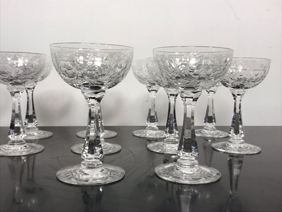 Elegant Cut Crystal Ten Stemware Glasses 5.75H X 4W [Photo 10]