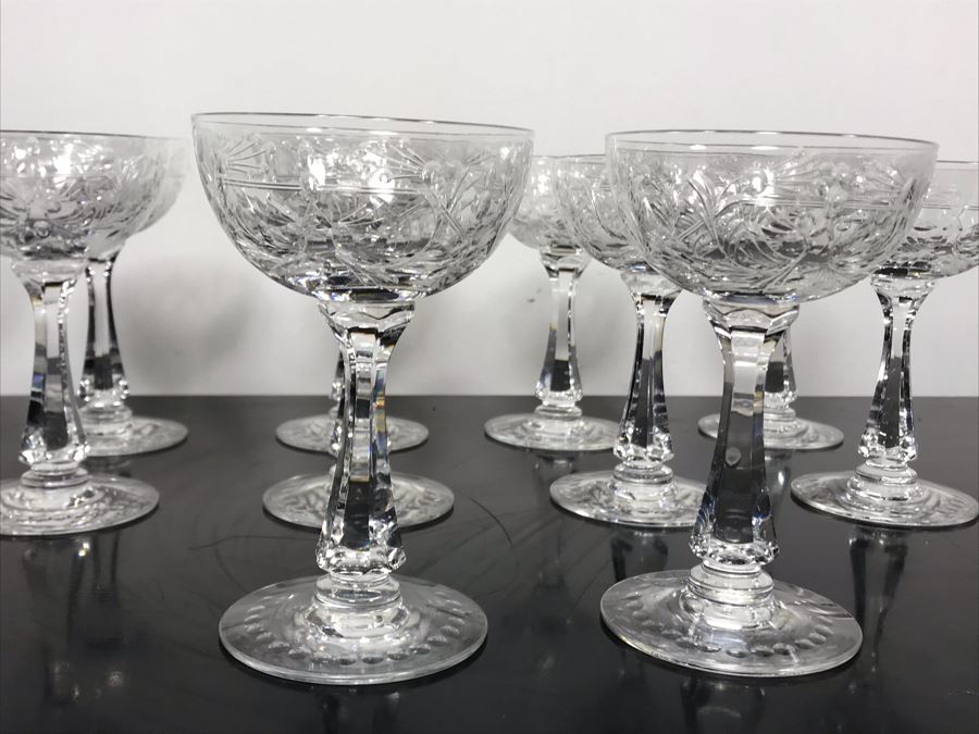 Elegant Cut Crystal Ten Stemware Glasses 5.75H X 4W [Photo 11]