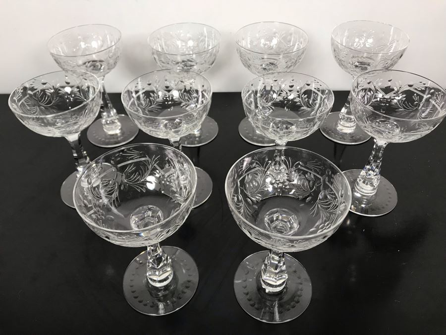 Elegant Cut Crystal Ten Stemware Glasses 5.75H X 4W [Photo 12]