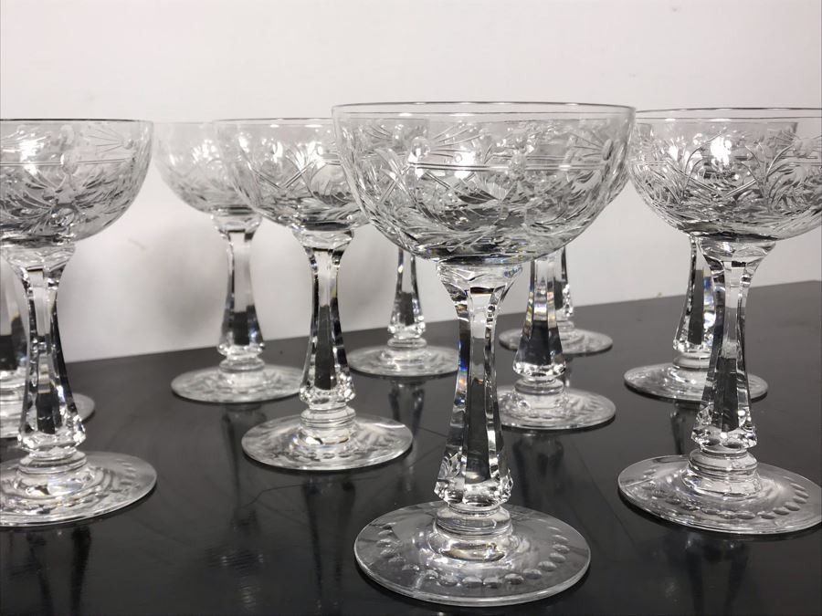 Elegant Cut Crystal Ten Stemware Glasses 5.75H X 4W [Photo 4]