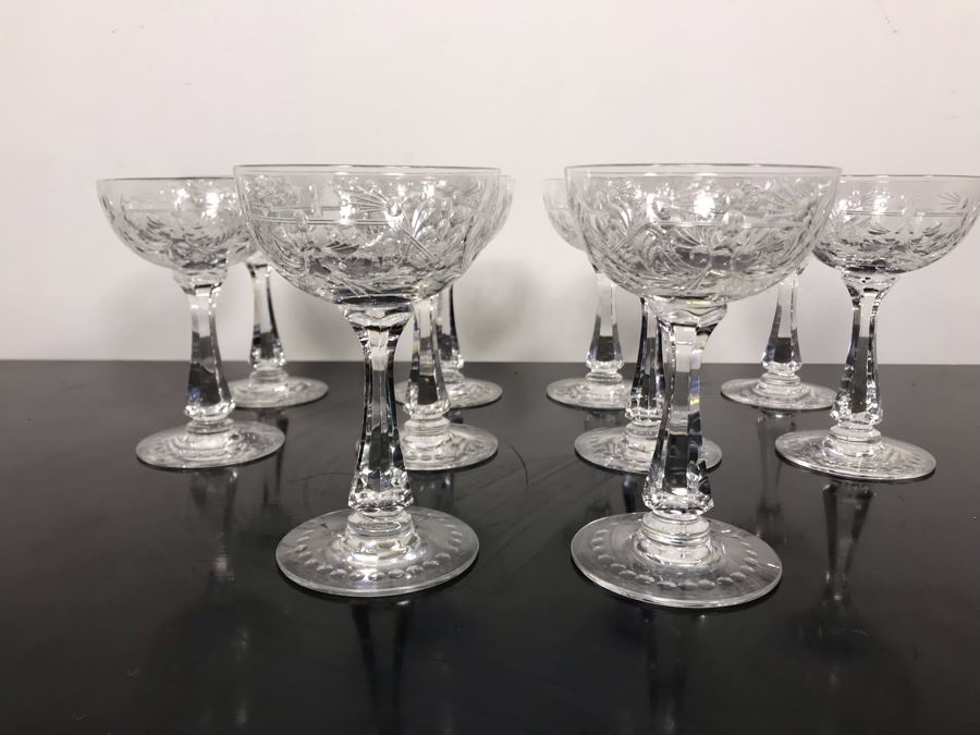 Elegant Cut Crystal Ten Stemware Glasses 5.75H X 4W [Photo 2]