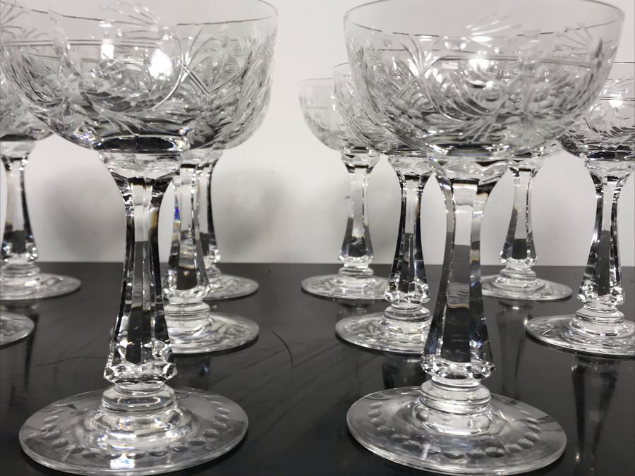 Elegant Cut Crystal Ten Stemware Glasses 5.75H X 4W [Photo 8]