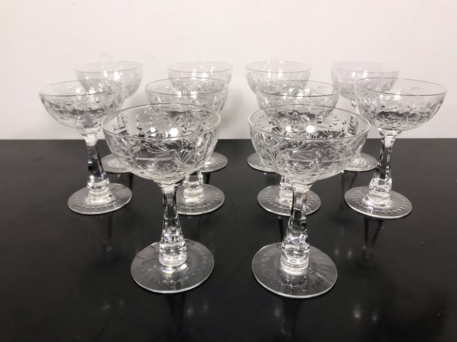 Elegant Cut Crystal Ten Stemware Glasses 5.75H X 4W [Photo 1]