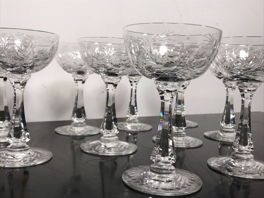 Elegant Cut Crystal Ten Stemware Glasses 5.75H X 4W [Photo 3]