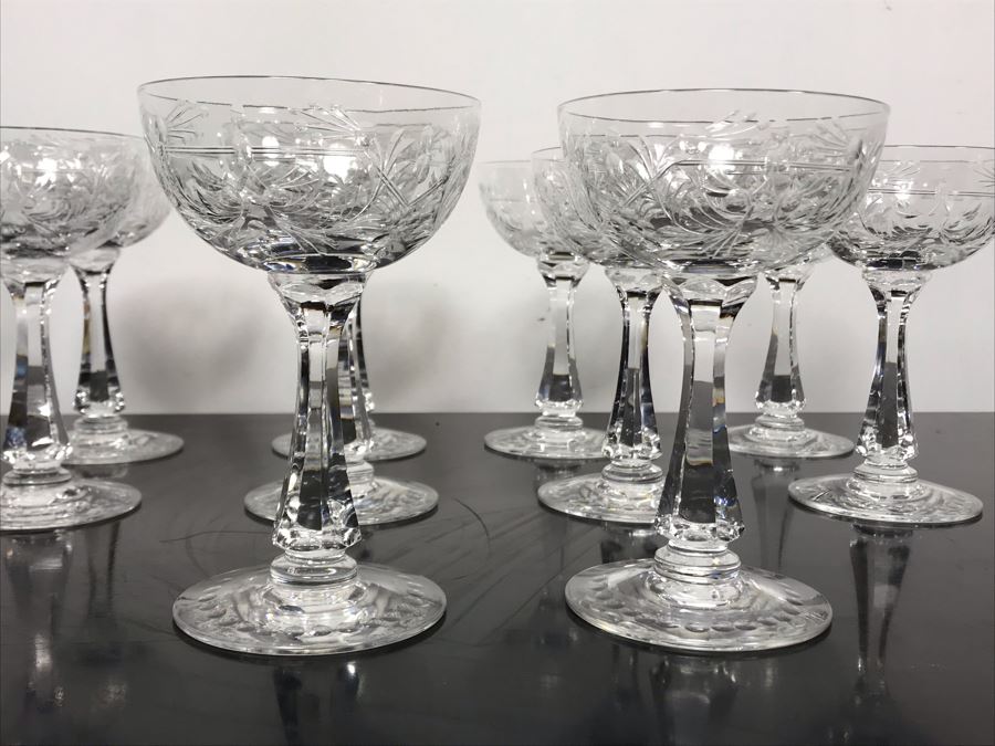 Elegant Cut Crystal Ten Stemware Glasses 5.75H X 4W [Photo 9]