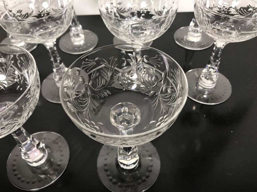 Elegant Cut Crystal Ten Stemware Glasses 5.75H X 4W [Photo 13]