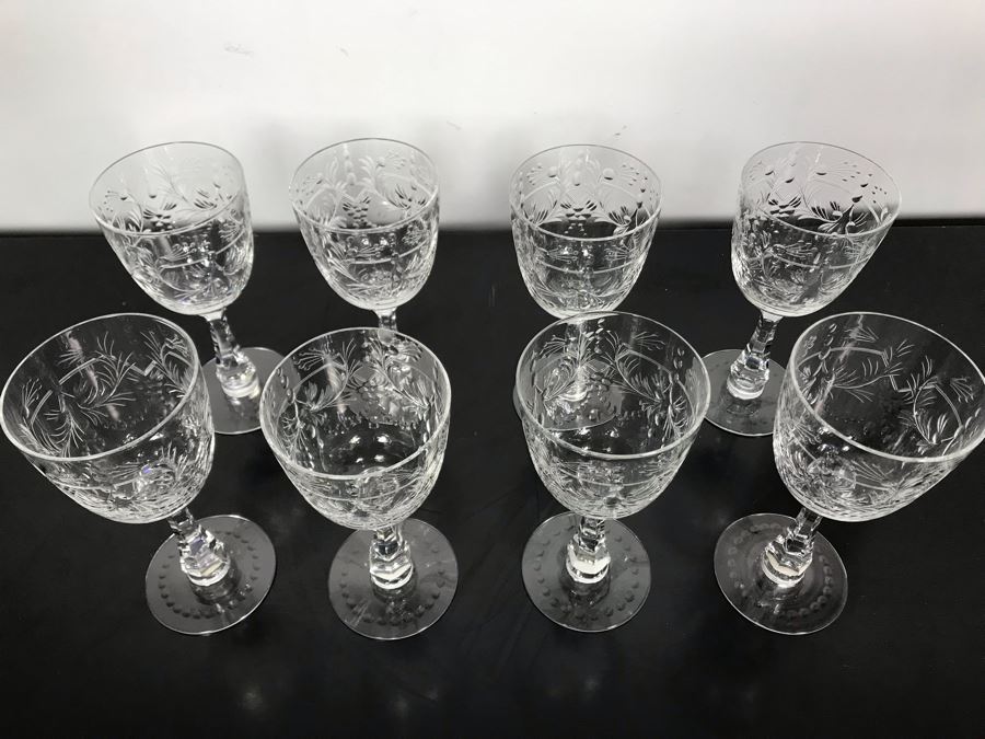 Elegant Cut Crystal Eight Stemware Glasses 7.5H X 3.5W [Photo 8]