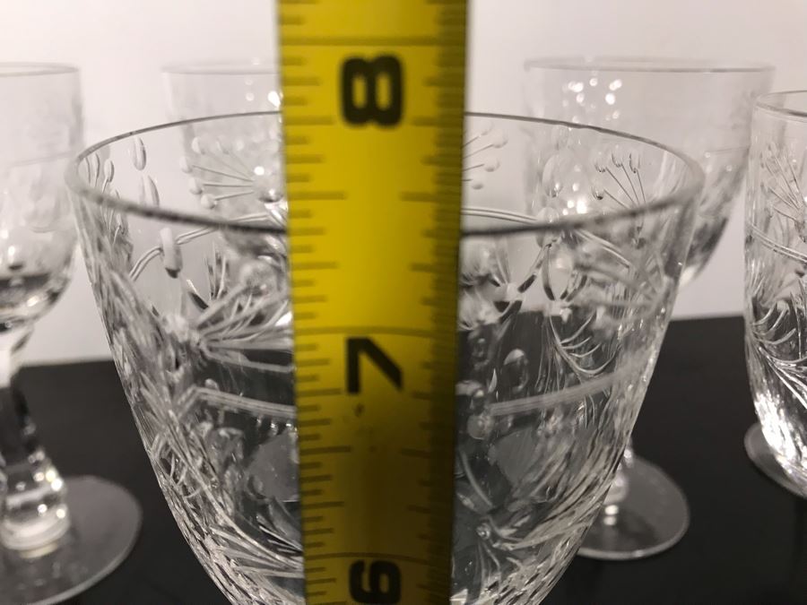 Elegant Cut Crystal Eight Stemware Glasses 7.5H X 3.5W [Photo 9]