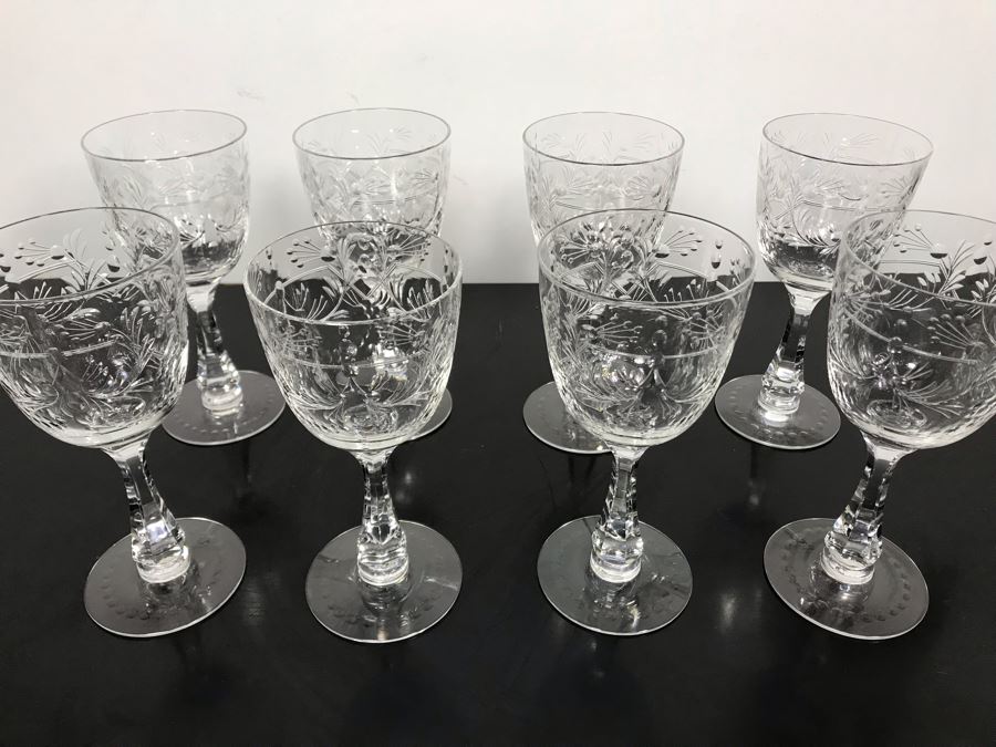 Elegant Cut Crystal Eight Stemware Glasses 7.5H X 3.5W [Photo 3]
