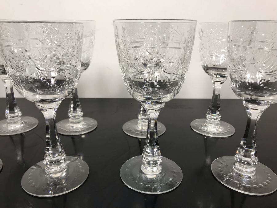 Elegant Cut Crystal Eight Stemware Glasses 7.5H X 3.5W [Photo 4]