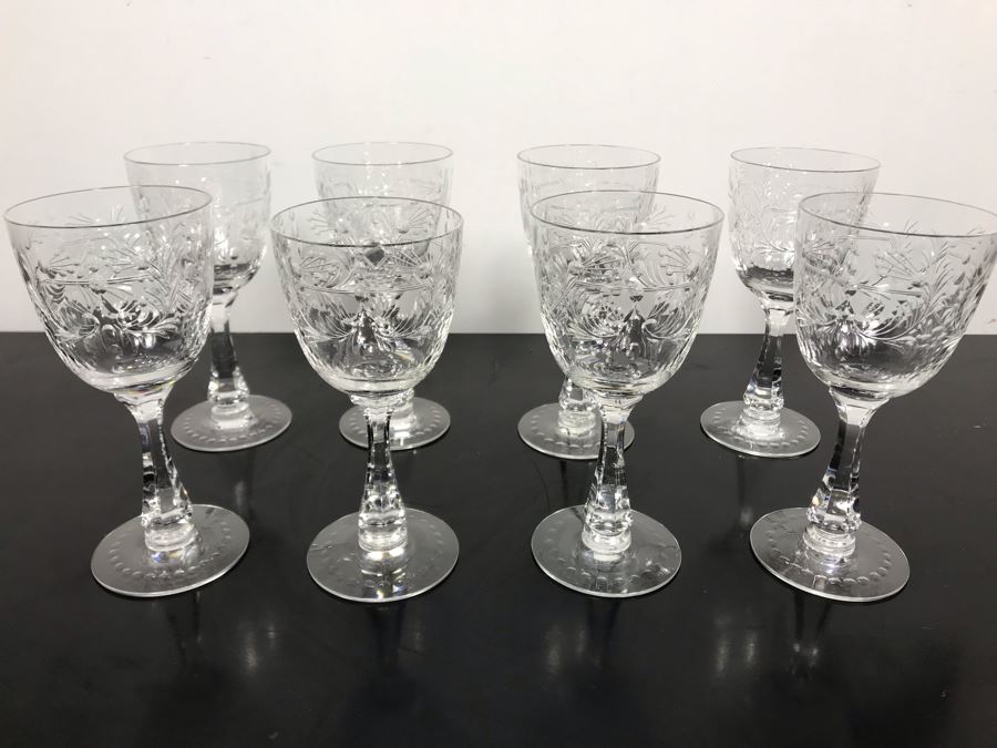 Elegant Cut Crystal Eight Stemware Glasses 7.5H X 3.5W [Photo 2]