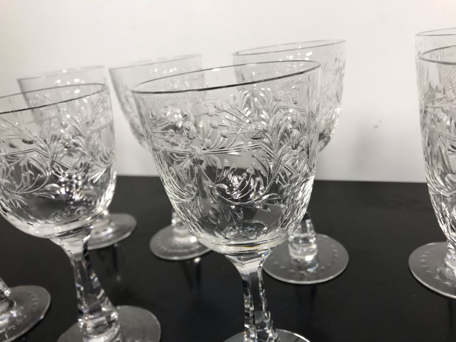 Elegant Cut Crystal Eight Stemware Glasses 7.5H X 3.5W [Photo 6]