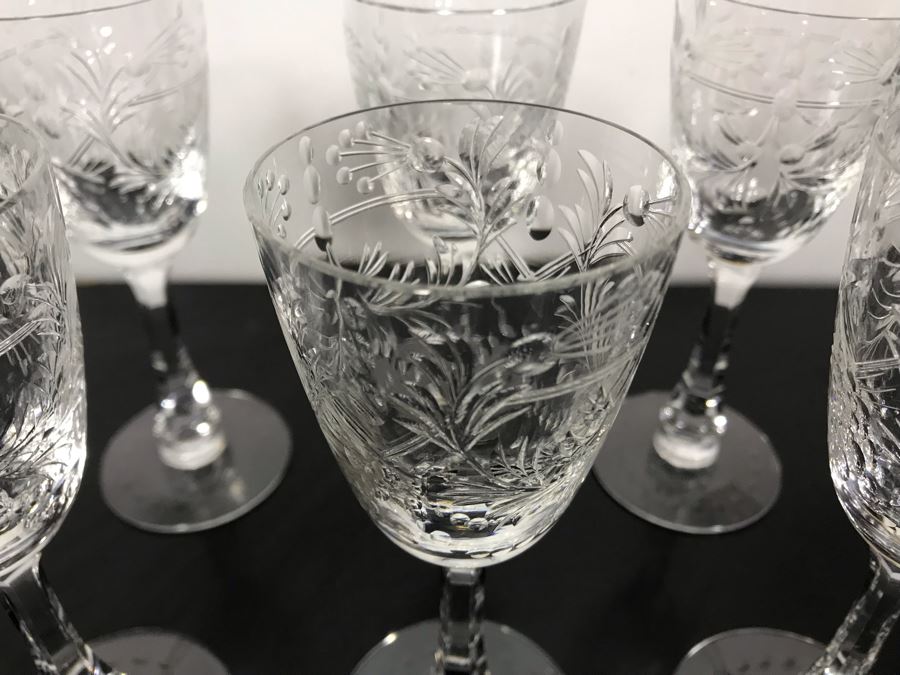 Elegant Cut Crystal Six Stemware Glasses 6.5H X 2.25W [Photo 5]