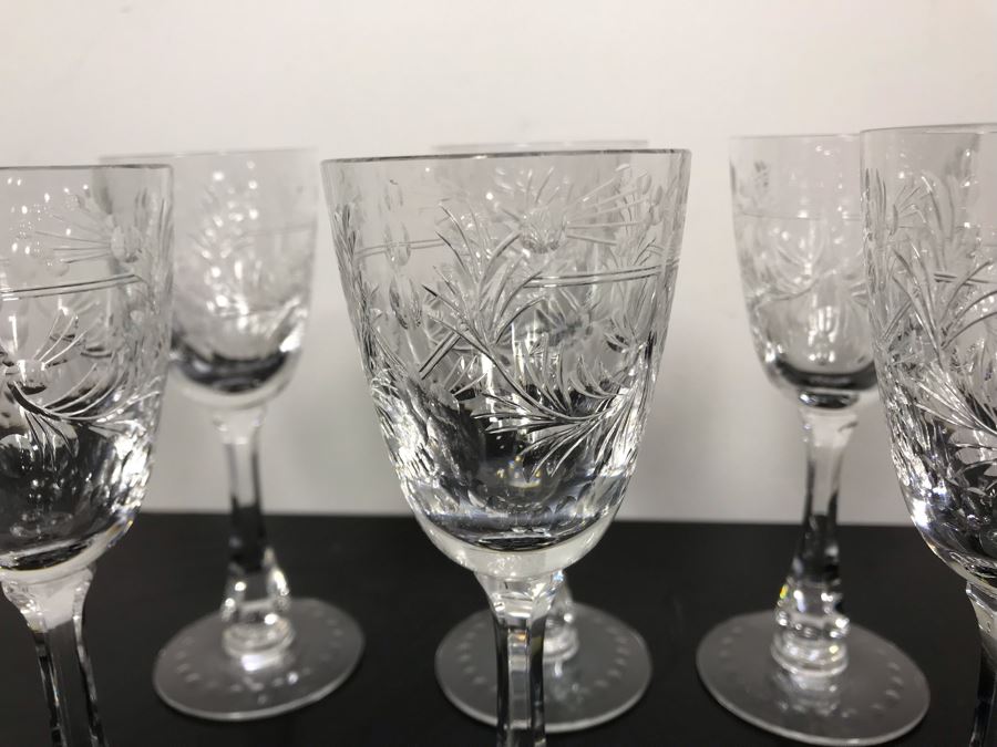 Elegant Cut Crystal Six Stemware Glasses 6.5H X 2.25W [Photo 4]
