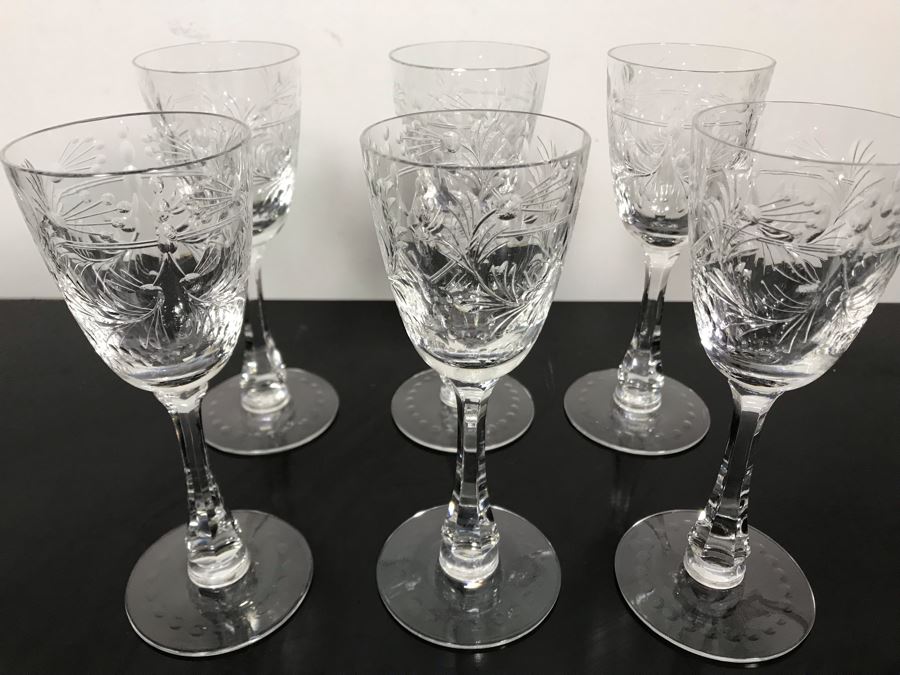 Elegant Cut Crystal Six Stemware Glasses 6.5H X 2.25W [Photo 2]