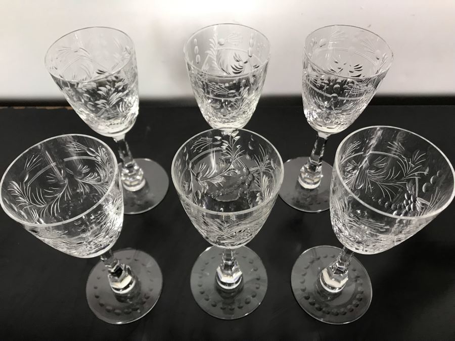Elegant Cut Crystal Six Stemware Glasses 6.5H X 2.25W [Photo 6]