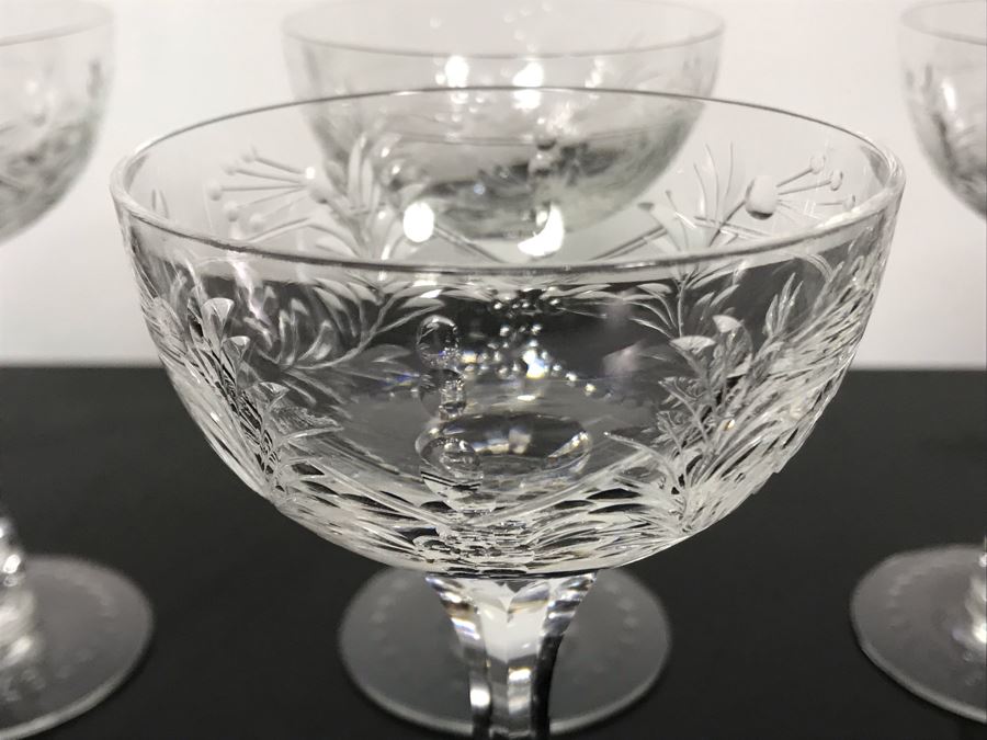 Elegant Cut Crystal Six Stemware Glasses 5.5H X 3.25W [Photo 4]
