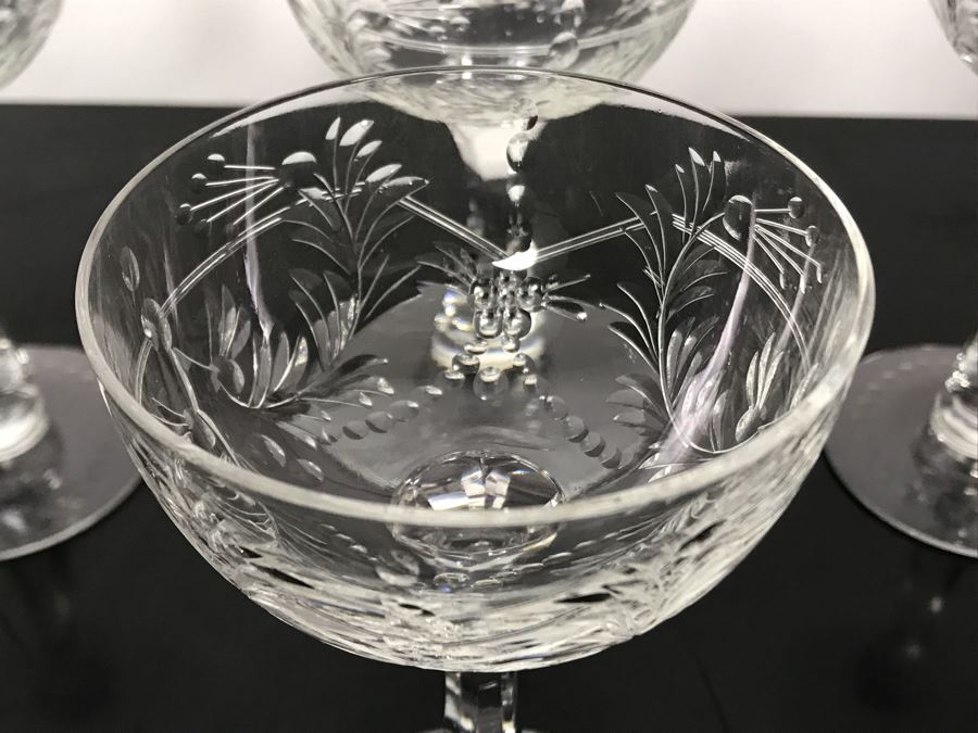 Elegant Cut Crystal Six Stemware Glasses 5.5H X 3.25W [Photo 5]