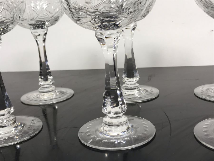 Elegant Cut Crystal Six Stemware Glasses 5.5H X 3.25W [Photo 6]