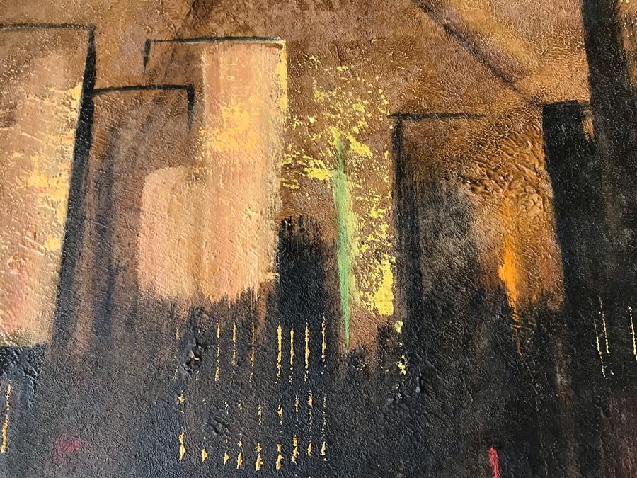 Ozz Franca Unsigned Original Mid-Century Oil On Board Cityscape Painting 47 X 20 [Photo 7]
