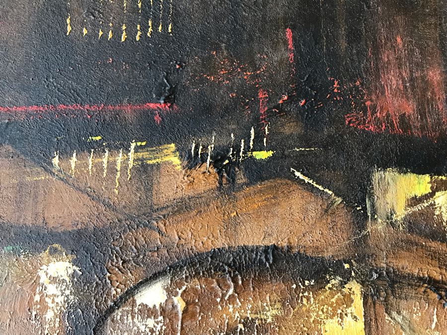 Ozz Franca Unsigned Original Mid-Century Oil On Board Cityscape Painting 47 X 20 [Photo 6]