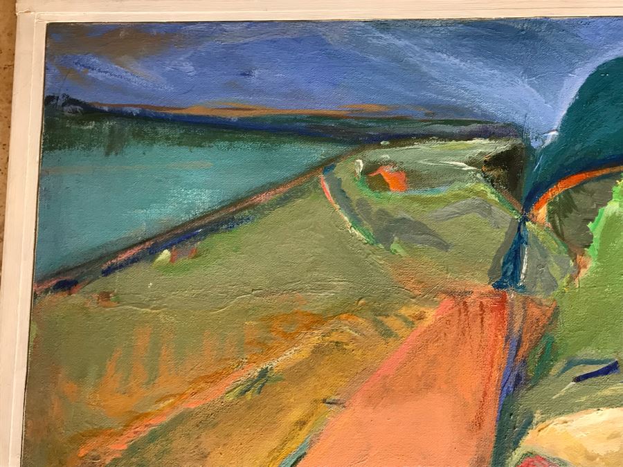 Original Jean Klafs Abstract Expressionist Framed Painting On Canvas Titled 'Grand Canal, Wuxia' 23' X 16' [Photo 6]