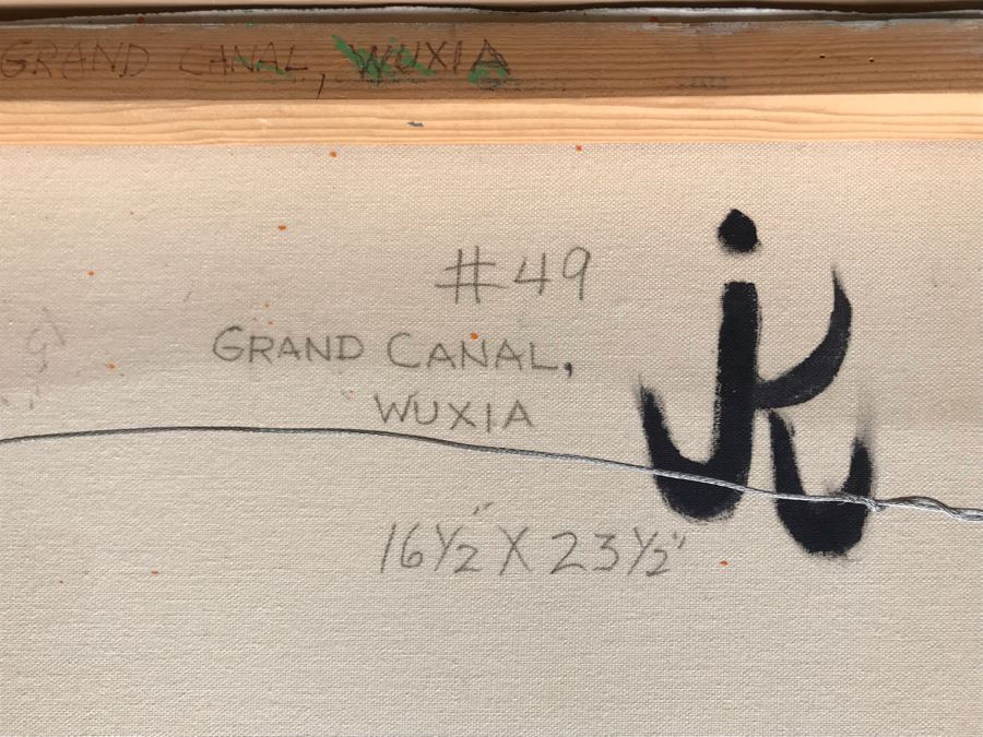 Original Jean Klafs Abstract Expressionist Framed Painting On Canvas Titled 'Grand Canal, Wuxia' 23' X 16' [Photo 9]