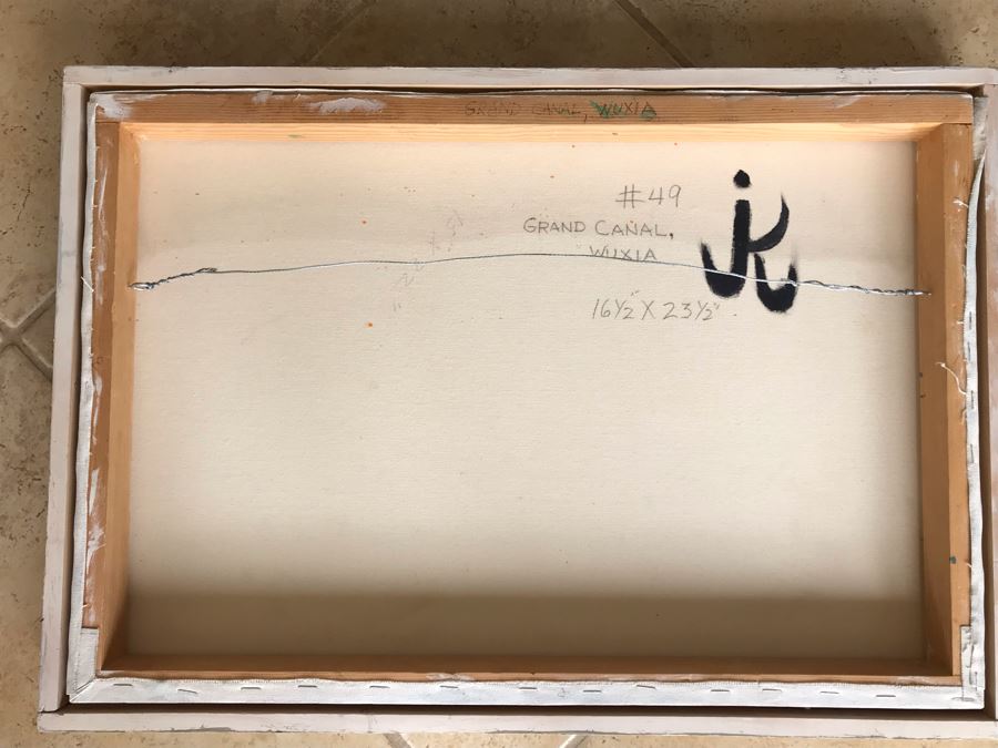 Original Jean Klafs Abstract Expressionist Framed Painting On Canvas Titled 'Grand Canal, Wuxia' 23' X 16' [Photo 8]