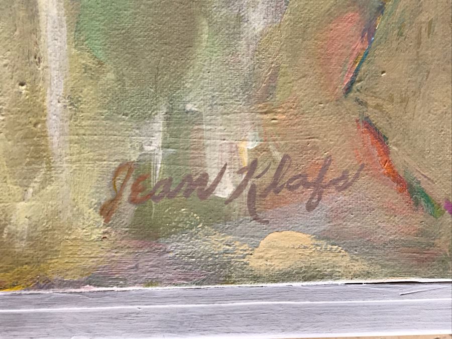 Original Jean Klafs Abstract Expressionist Framed Painting On Canvas Titled 'Grand Canal, Wuxia' 23' X 16' [Photo 2]