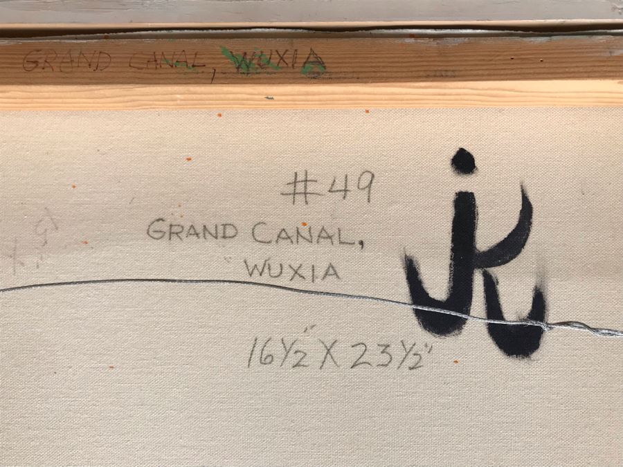 Original Jean Klafs Abstract Expressionist Framed Painting On Canvas Titled 'Grand Canal, Wuxia' 23' X 16' [Photo 10]