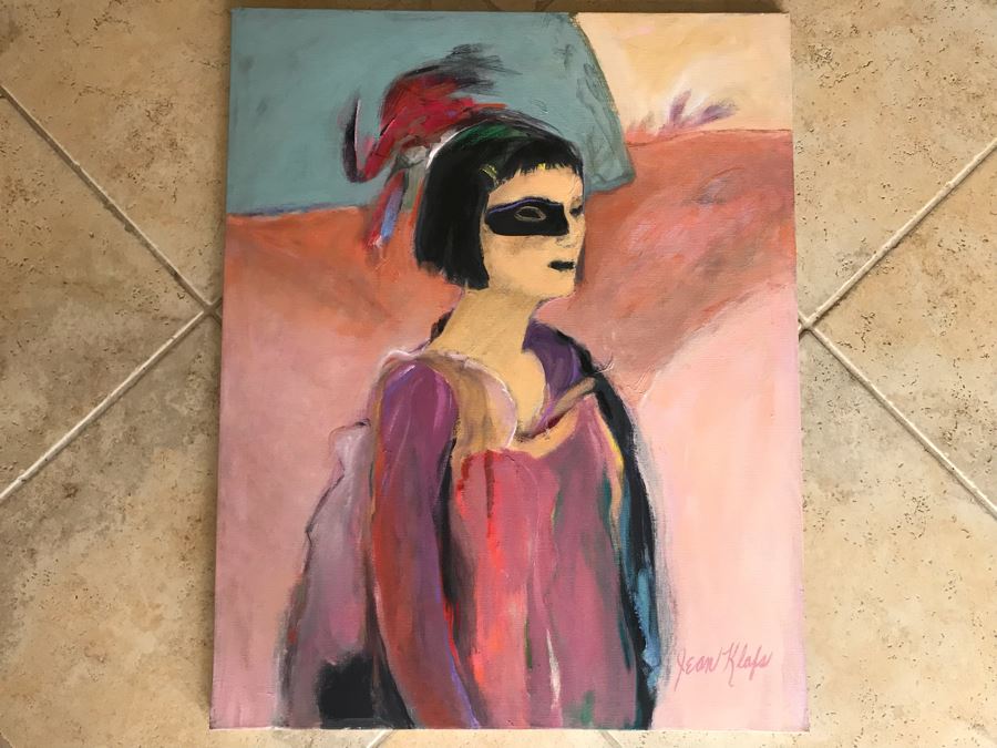 Original Jean Klafs Abstract Expressionist Painting On Canvas Titled 'Louise' 24' X 30'