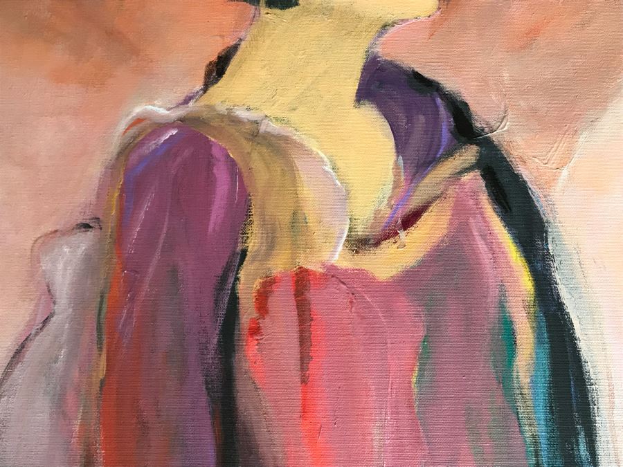 Original Jean Klafs Abstract Expressionist Painting On Canvas Titled 'Louise' 24' X 30' [Photo 7]