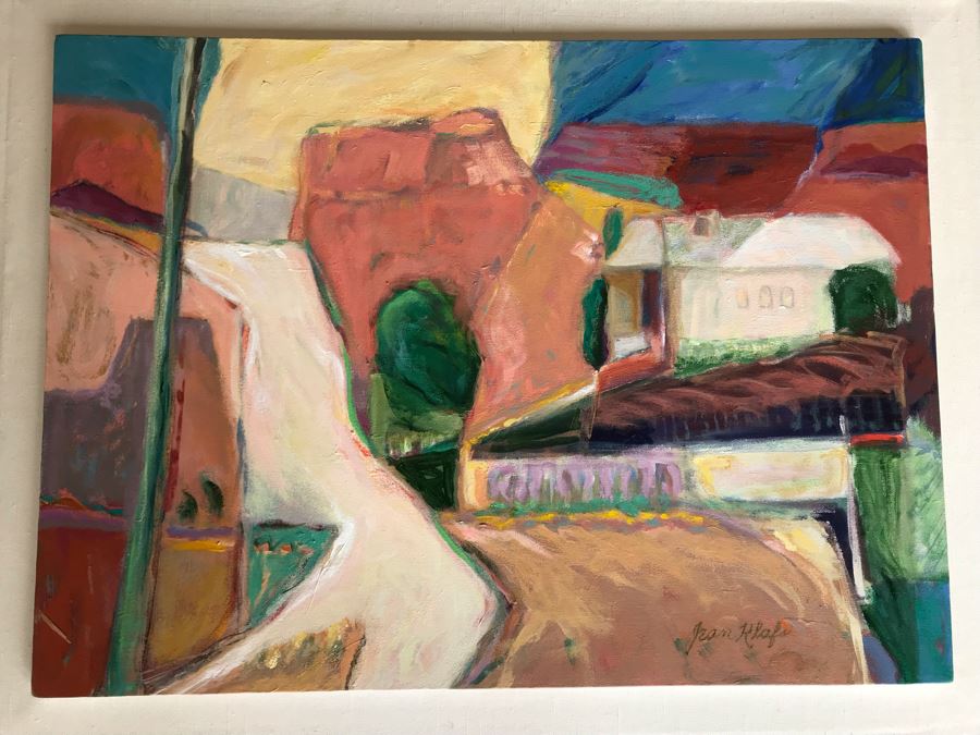 Original Jean Klafs Abstract Expressionist Framed Painting On Canvas Titled 'Sedona Rim Country II' 36' X 28' [Photo 3]