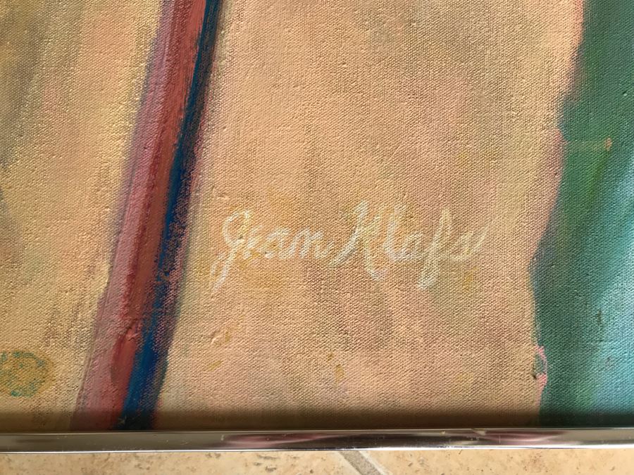 Original Jean Klafs Abstract Expressionist Framed Acrylic Painting On Canvas Titled 'Corn Dancer' 29' X 36' [Photo 7]