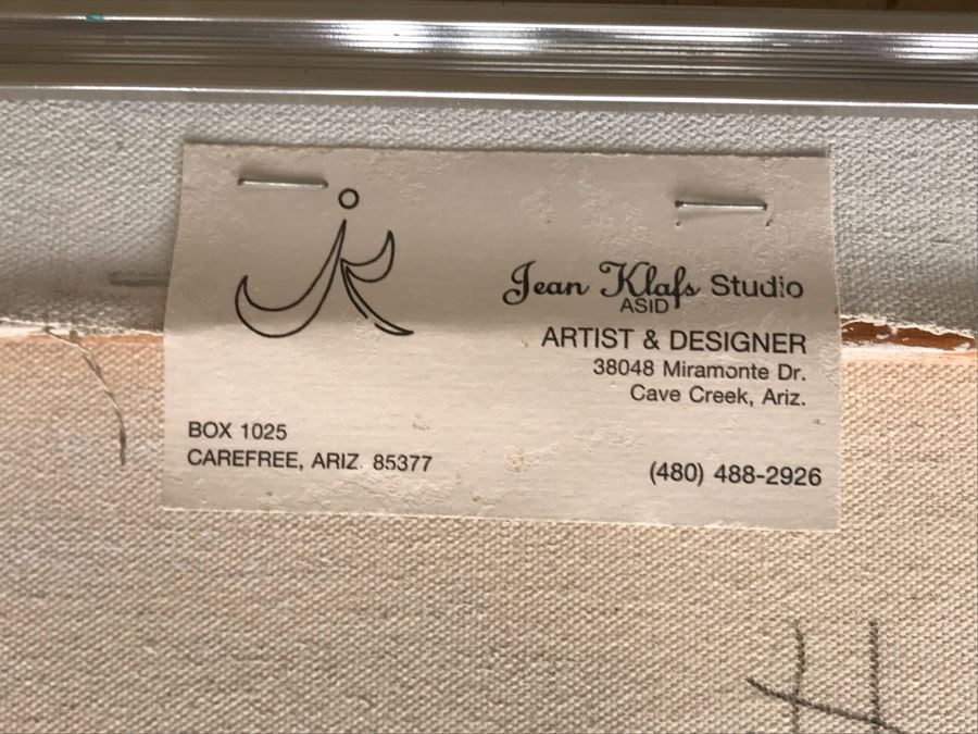 Original Jean Klafs Abstract Expressionist Framed Acrylic Painting On Canvas Titled 'Corn Dancer' 29' X 36' [Photo 13]