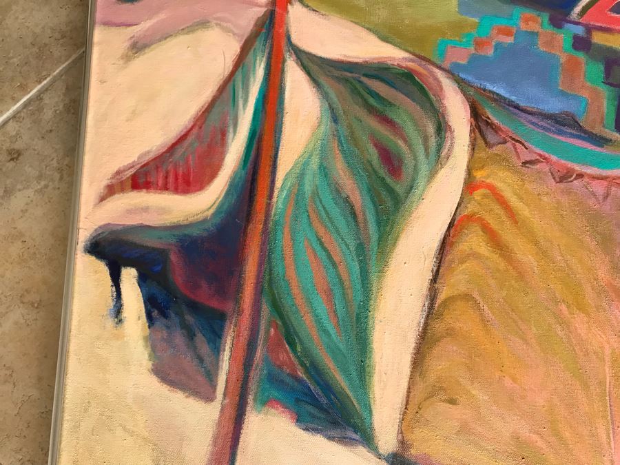 Original Jean Klafs Abstract Expressionist Framed Acrylic Painting On Canvas Titled 'Corn Dancer' 29' X 36' [Photo 6]