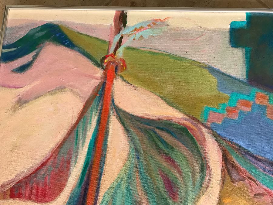 Original Jean Klafs Abstract Expressionist Framed Acrylic Painting On Canvas Titled 'Corn Dancer' 29' X 36' [Photo 5]