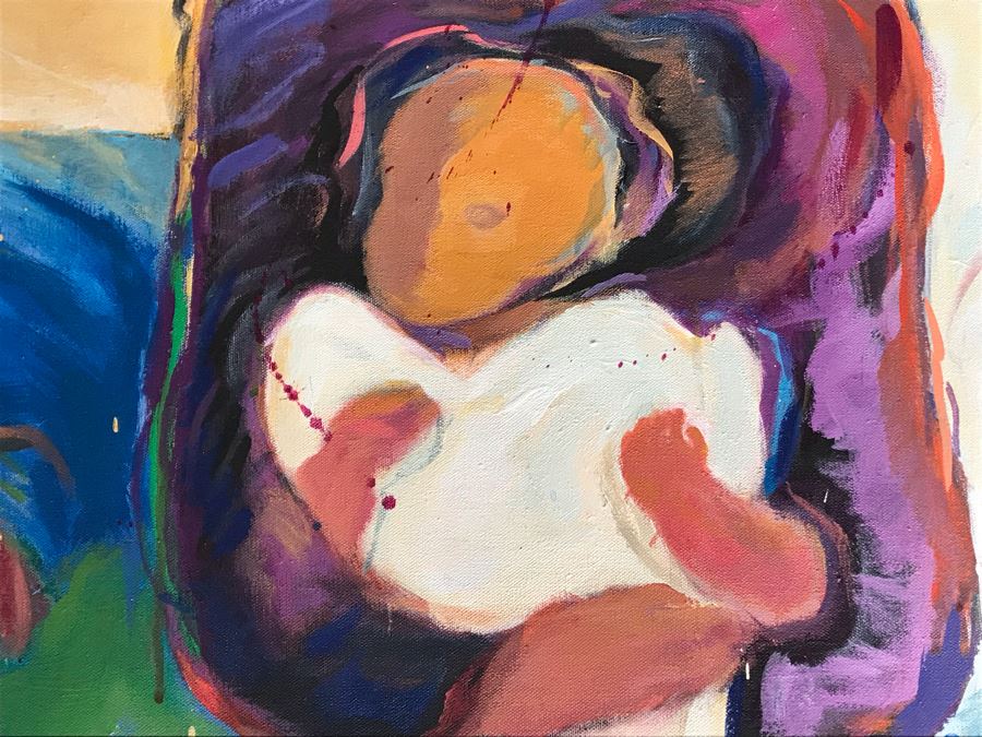 Original Jean Klafs Abstract Expressionist Painting On Canvas Titled 'Blooming Genus' 36' X 42' [Photo 8]