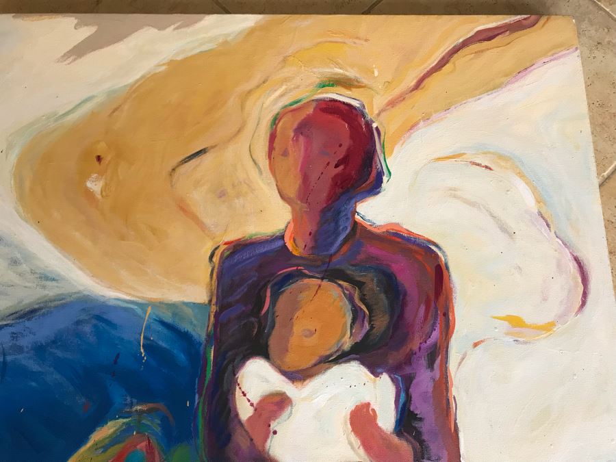 Original Jean Klafs Abstract Expressionist Painting On Canvas Titled 'Blooming Genus' 36' X 42' [Photo 5]