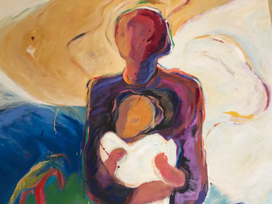 Original Jean Klafs Abstract Expressionist Painting On Canvas Titled 'Blooming Genus' 36' X 42' [Photo 4]