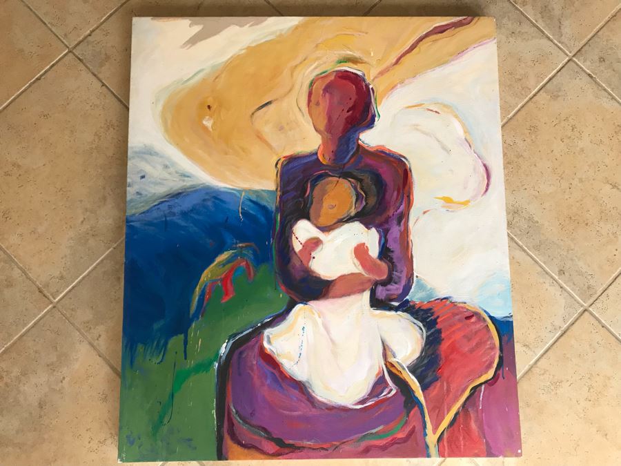 Original Jean Klafs Abstract Expressionist Painting On Canvas Titled 'Blooming Genus' 36' X 42' [Photo 2]