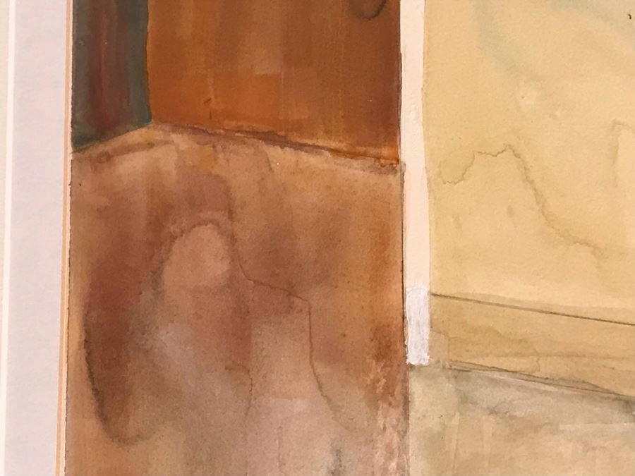 Original Jean Klafs Framed Abstract Expressionist Watercolor + Graphite Painting On Paper Titled 'A Day At The Museum' 29' X 36' [Photo 10]