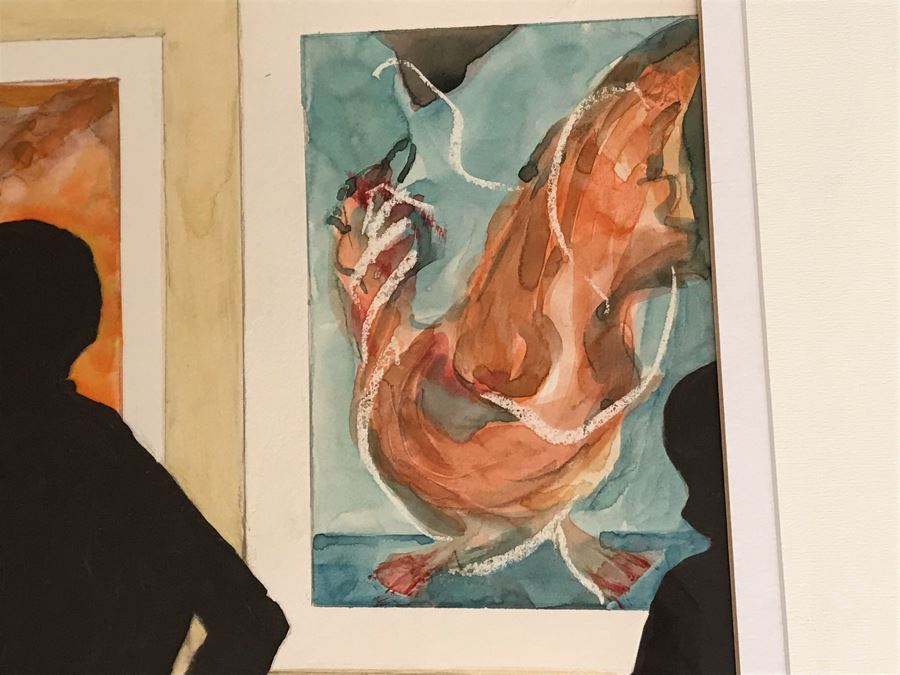 Original Jean Klafs Framed Abstract Expressionist Watercolor + Graphite Painting On Paper Titled 'A Day At The Museum' 29' X 36' [Photo 5]