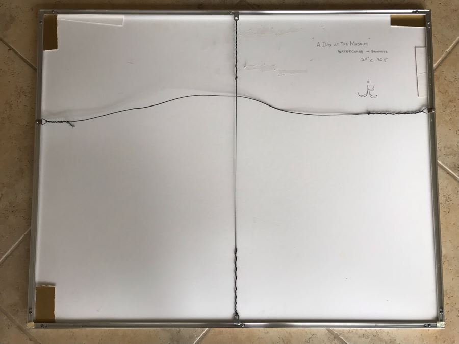 Original Jean Klafs Framed Abstract Expressionist Watercolor + Graphite Painting On Paper Titled 'A Day At The Museum' 29' X 36' [Photo 11]