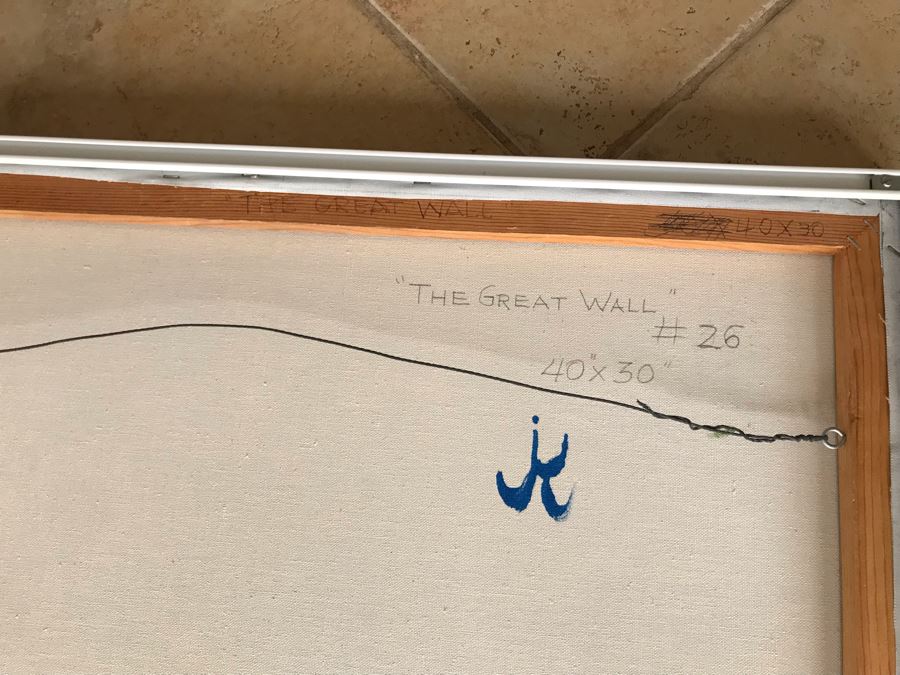 Original Jean Klafs Framed Abstract Expressionist Painting On Canvas Titled 'The Great Wall' 40' X 30' [Photo 11]