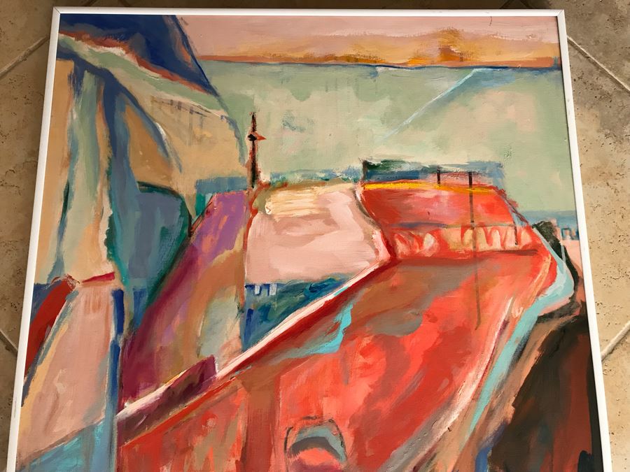 Original Jean Klafs Framed Abstract Expressionist Painting On Canvas Titled 'The Great Wall' 40' X 30' [Photo 4]